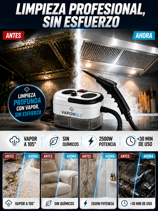 VAPORELL™ - Limpiador Vapor a Presión 2500w Portátil