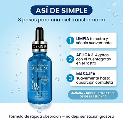 HydraSkin™ — Sérum Facial Coreano · Ácido Hialurónico B5 Premium